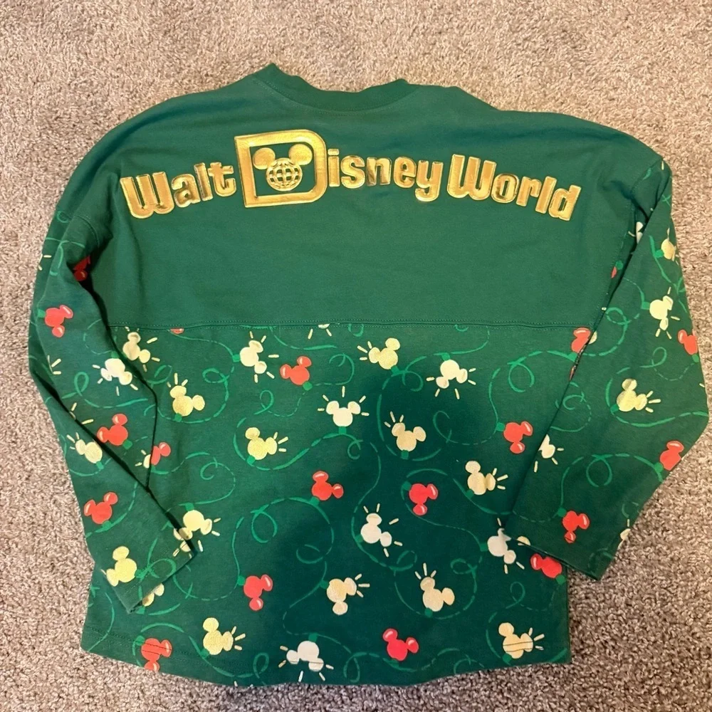 Disney Mickey holiday lights spirit Crewneck Jersey 2024 girls size large 11/12 - Picture 9 of 10